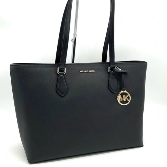 Michael Kors Bag Large Sheila Mf Tote Bag Black/Gold - Picture 3 of 11